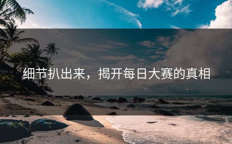 细节扒出来，揭开每日大赛的真相