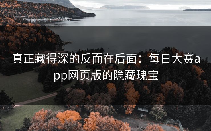 真正藏得深的反而在后面：每日大赛app网页版的隐藏瑰宝